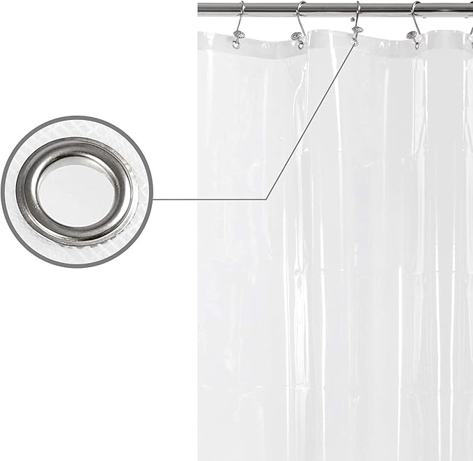 Barossa Design Extra Long Shower Curtain or Liner 72x80-6 Magnets on Bottom, PEVA, Waterproof, PVC Free, Metal Grommets - 72 x 80 Inches, Clear