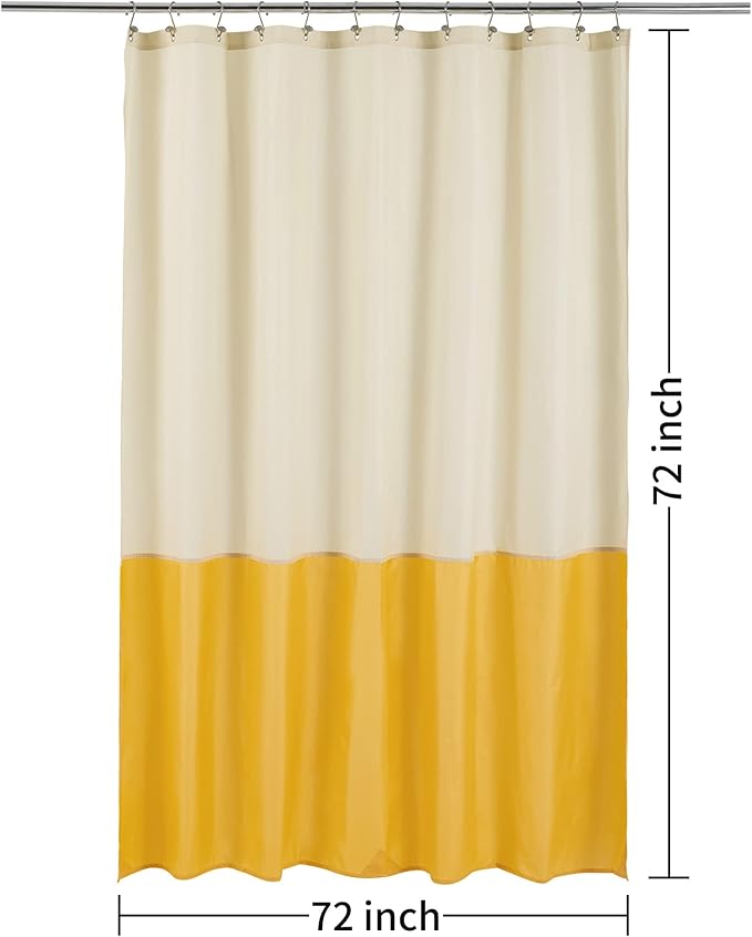 ALYVIA SPRING Waterproof Fabric Shower Curtain Liner - Soft & Light-Weight Cloth Shower Liner, 3 Bottom Magnets, Hotel Quality & Machine Washable - Standard Size 72x72, Cream and Yellow