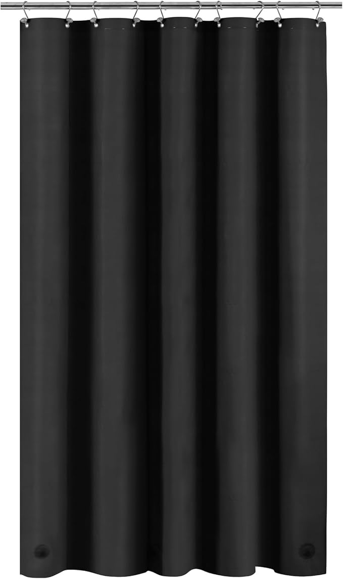 Barossa Design 54W x 78H Stall Shower Curtain Liner Black - Waterproof Lightweight PEVA Plastic Shower Liner with 3 Magnets & Metal Grommets - Black