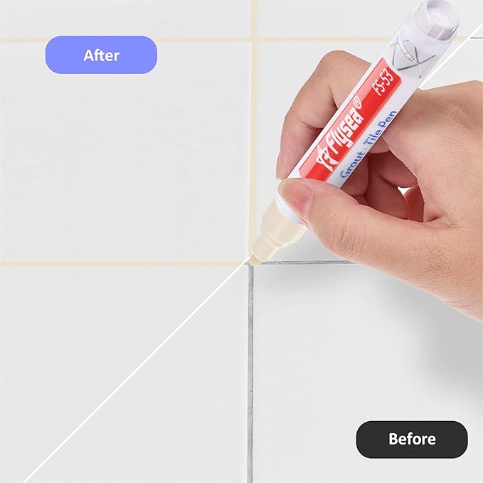 Outus 6-Piece Tile Wall and Floor Grout Restorer - Repair Marker and Filler Pen for Bathrooms and Kitchen (Beige)