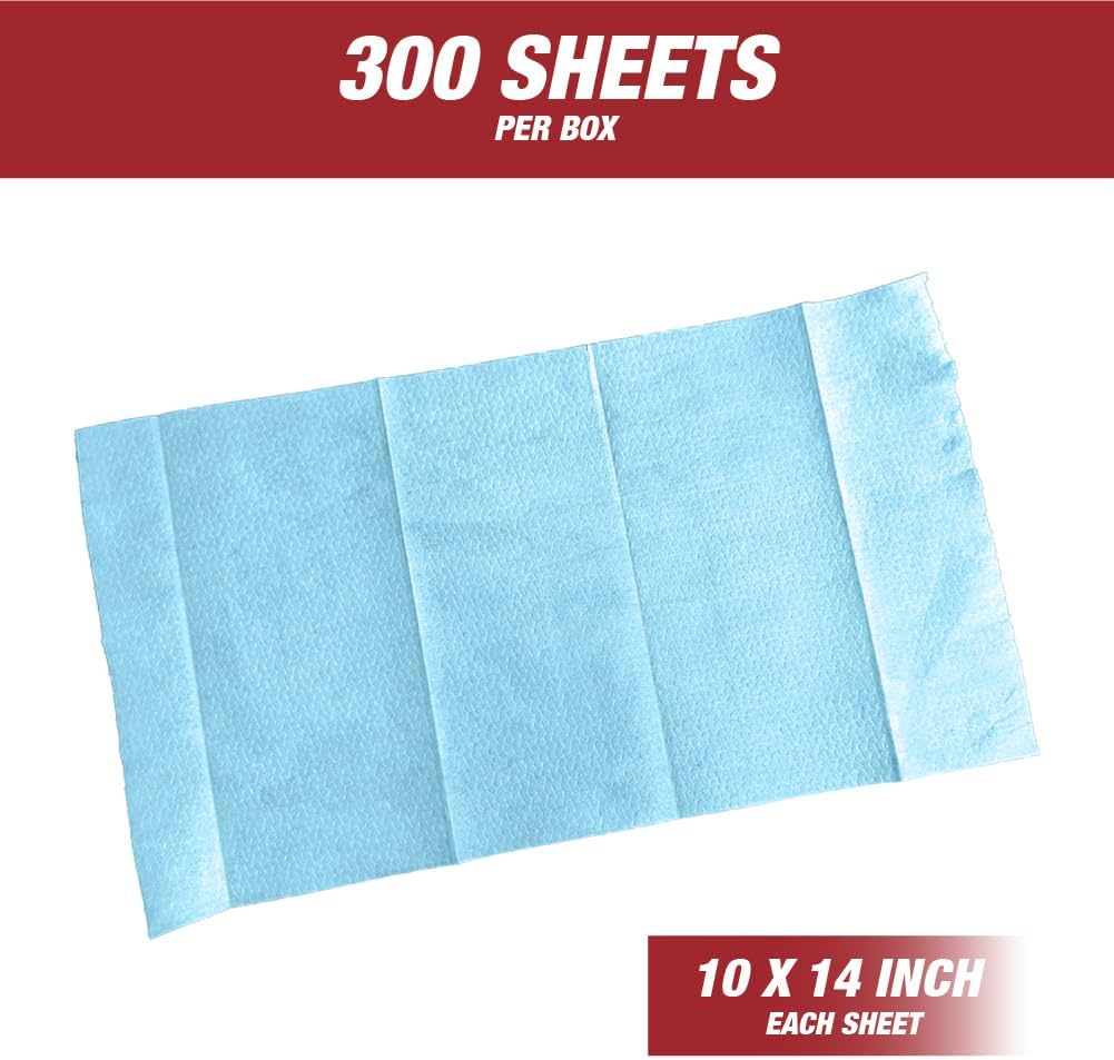 Lauco Prep Wipe Lint-Free Towels – Heavy Duty Cloths for Household & Industrial Use, Disposable Rags, Nonwoven Wipes, 300-Pack, 9" x 17" (Blue)