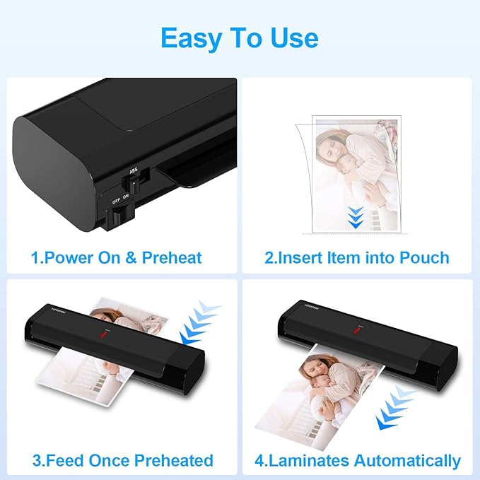 OL253 Thermal Laminator for Teachers & Home Office, Fast Preheat Desktop Laminator with Smooth & Bubble-Free Laminating, Fits A4 & Letter, 3–5 mil Pouches