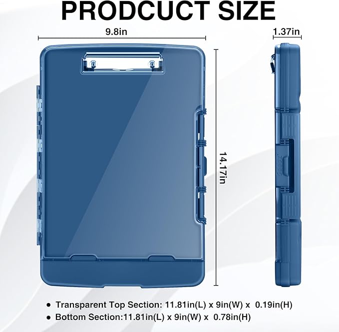 Sooez Original Clipboard with 2 Storage & Pen Holder, Heavy Duty Clip Boards 8.5x11 with Dual Storage, Clearview Dry Erase Coach Clipboard with Real Hinge, High Capacity, School & Office Supplies