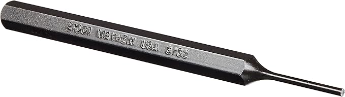 Mayhew Tools 21001 SAE Pin Punch, 3/32 x 0.88" Pin, 4-1/2" OAL x 1/4" Body, Black Oxide Finish