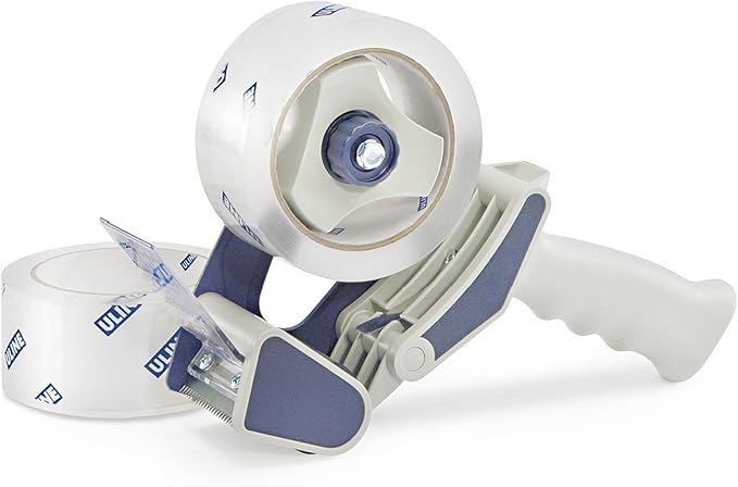 Uline Industrial Plus Shipping Packaging Tape with Top Gun Dispenser, with Two 2 Inches X 55 Yd