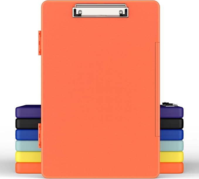 Legal Size Clipboard with Storage, High Capacity 8.5 x 14 Clip Board for Lawers, Folio & Side-Opening, Size 15 x 10 x 1.2 in, Orange