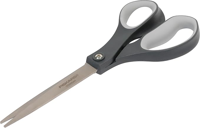 Fiskars 8” Everyday Titanium Comfort Grip Scissors (2-Pack), Home & Office Scissors for Cutting Paper, Cardboard, Photos and More, Gray
