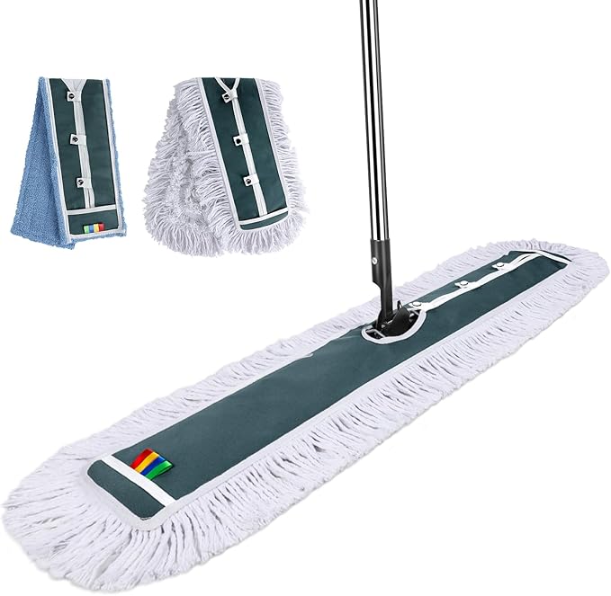 Commercial Mop,Masthome 42" Heavy Duty Dust Mop with Stainless Steel Handle,Large Industrial Mops for Floor Cleaning with 1 Cotton & 1 Microfiber Pad,Wet & Dry Large Mops for Home,Garage,School,Mall
