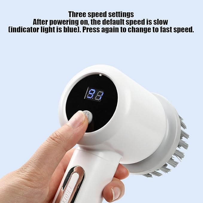 Electric Scrubber - 3-Level Adjustable Home Supplies with 5 Brush Heads | Bathroom Cleaning Brush | for Bathtub Tile Grout Floor Toilet Kitchen Wall Home Household Apartment Car Baseboard Washing