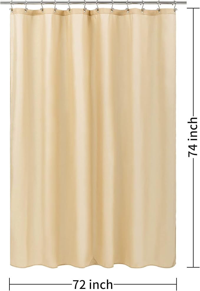 ALYVIA SPRING Long Fabric Shower Curtain Liner Waterproof - 72" x 74", Soft & Lightweight Longer Shower Curtain with 3 Magnets, Machine Washable - 72x74, Khaki