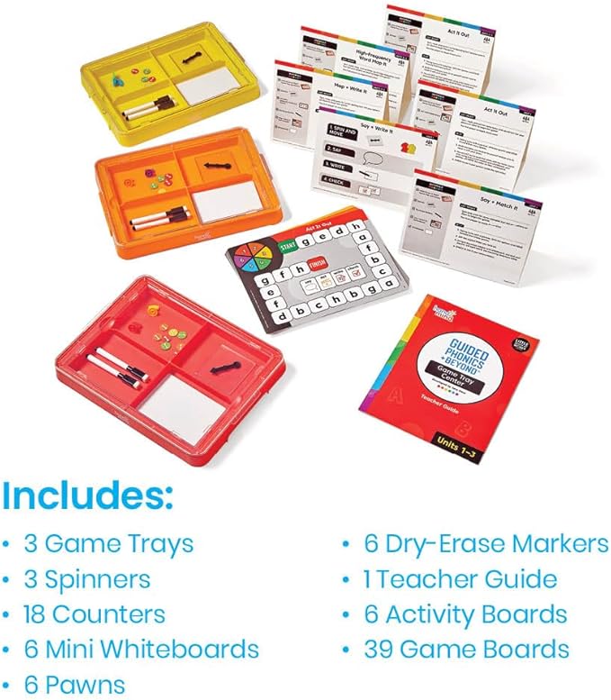hand2mind Guided Phonics + Beyond Game Tray Center, Units 1-3, ﻿Tara West Science of Reading Classroom Materials, Phonics Manipulatives, Phonemic Awareness, Kindergarten Classroom Must Haves