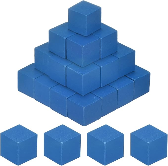 50-Pack DIY Wooden Cube, 0.6 Inch(1.5 Cm) Colored Natural Wood Blocks for Crafts Making Puzzle Games/Wedding/Home Decor/Dice/Building, Square Blank Block [Blue]