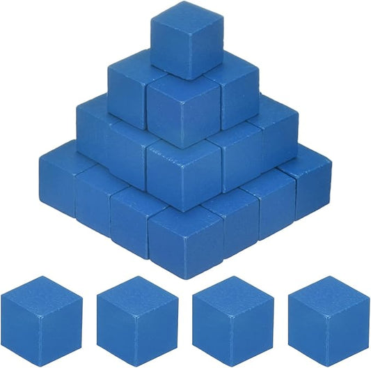 50-Pack DIY Wooden Cube, 0.6 Inch(1.5 Cm) Colored Natural Wood Blocks for Crafts Making Puzzle Games/Wedding/Home Decor/Dice/Building, Square Blank Block [Blue]