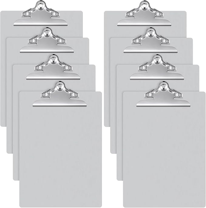Mimorou 8 Pcs Metal Clipboard Heavy Duty Aluminum Clipboards 12 x 9 Inch Metal Clip Board with Low Profile Clip A4 Letter Size Document Holder for Office School Medical Jobsite Laboratory