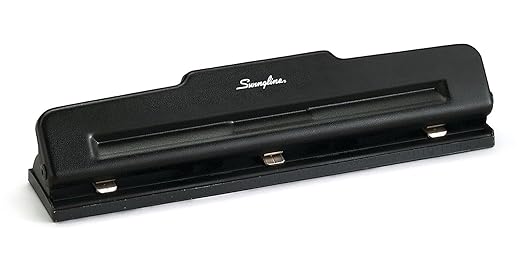 Swingline 3 Hole Punch, 10 Sheet Capacity Three Hole Puncher 3 Ring, Adjustable 2-3 Hole Paper Punch, Black (74015)