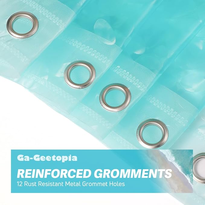 Ga-Geetopia EVA Teal Thin Shower Curtain Liner, Pebble Pattern 72x72 Inch Lightweight Plastic Bathroom Shower Showroom Inner Curtain with Rustproof Metal Grommets and Weighted Magnets(NO Hooks)
