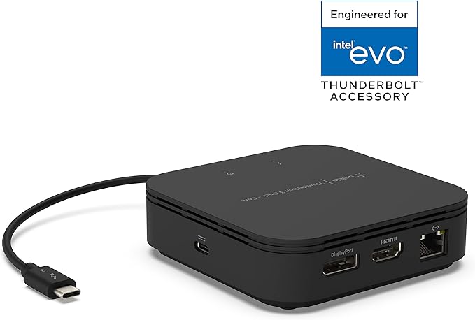 Belkin Thunderbolt 3 Dock Core With Thunderbolt 3 Cable - Usb C Hub - 7-In-1 Docking Station For Macs & Windows, 60W Upstream Charging, With Gigabit Ethernet, Displayport & Audio Ports