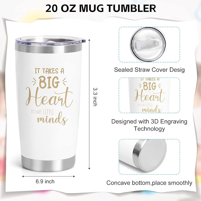 UAREHIBY 12 PCS Teacher Appreciation Gifts in Bulk, 20 OZ Wine Tumbler Teacher Gifts, Graduation Gift with Keychain,Best End of Year Teachers Gift with Cosmetic bag for Women Men