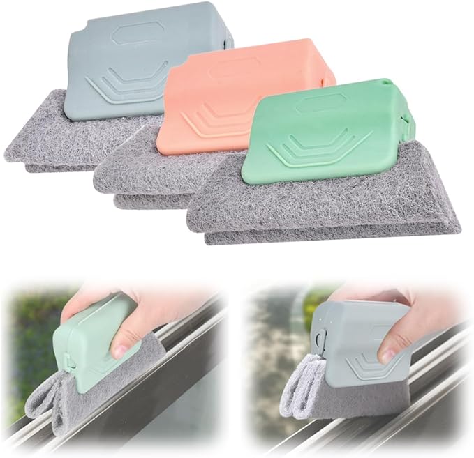 Magic Window Track Cleaner, 2025 New Groove Cleaning Brush Tools Set, Hand-held Window Track Cleaner Brushes Tools for Window lides Gaps Tile Lines Shutter Car Vents (Mix, 3PCS)