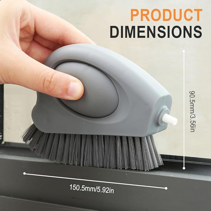 2 in 1 Groove Cleaning Brush with Air-Blowing, Window Track Cleaning Tools, Multifunction Window Track Cleaner with Hard Bristle Scraper, Crevice Brush for Sliding Door Track, Window Seal, Sill (1PC)