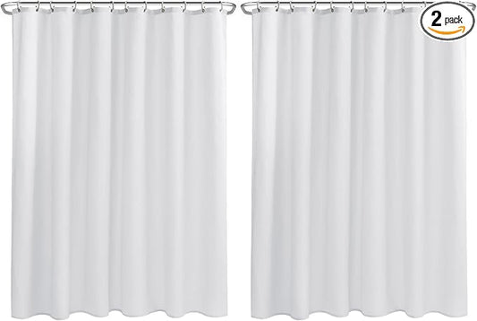 Nasitos Fabric Shower Curtain Liners 2 Pack - W72 x H72 - Washable & Water Resistant Lightweight Cloth Shower Liners for Bathroom, Soft Hotel Quality, Standard Size (White, 4 Magnets Included)