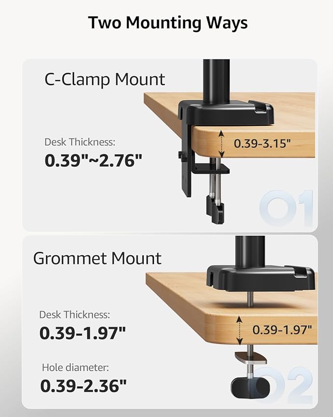 MOUNTUP Triple Monitor Mount, Triple Monitor Desk Mount for Max 27 inch Computer Screens, 3 Monitors Stand for Desk, Monitors Arm with Swivel, Tilt, Rotation, Each Arm Holds 4.4-19.8 lbs
