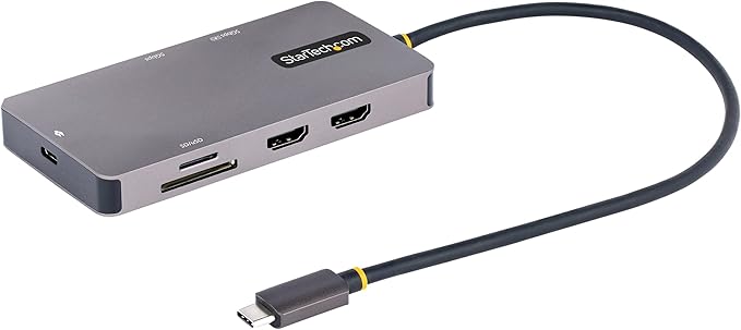 StarTech.com 8-in-1 Mini Docking Station for Windows, ChromeOS and Ubuntu, Dual 4K 60Hz HDMI Video, HDR10, USB 5Gbps Hub, 100W Laptop Charging, GbE, SD, MicroSD