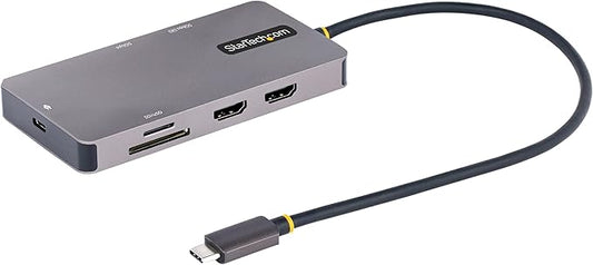 StarTech.com 8-in-1 Mini Docking Station for Windows, ChromeOS and Ubuntu, Dual 4K 60Hz HDMI Video, HDR10, USB 5Gbps Hub, 100W Laptop Charging, GbE, SD, MicroSD