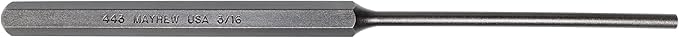 Mayhew Tools 71501 SAE Pin Punch, 3/16 x 3.5" Pin, 8" OAL x 3/8" Body, Shot Blast Finish