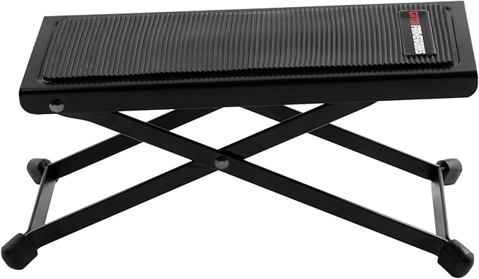 Gator Frameworks Ergonomic Guitar Foot Rest for Practice or Performing with (5) Height Adjustable Playing Positions and Rubberized Foot Pad for Comfort and Stability, (GFW-GTR-FOOTREST)