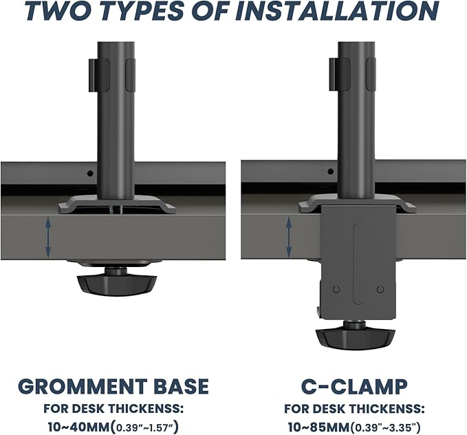 Dual Monitor Stand and Laptop Mount Fit Two 17 to 32 Inch Monitor and 10 to 17 Inch Laptop,Extra Tall Adjustable Stand,19.8 lbs Weight Capacity per Arm,Black