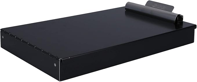 Saunders Metal Clipboard with Storage, Black Dual Layer Nursing Clipboard Folio, Letter Size Paper Organizer, Steel Clip with Self Locking Latch, Form Holder for Office, School & Work - Made in USA
