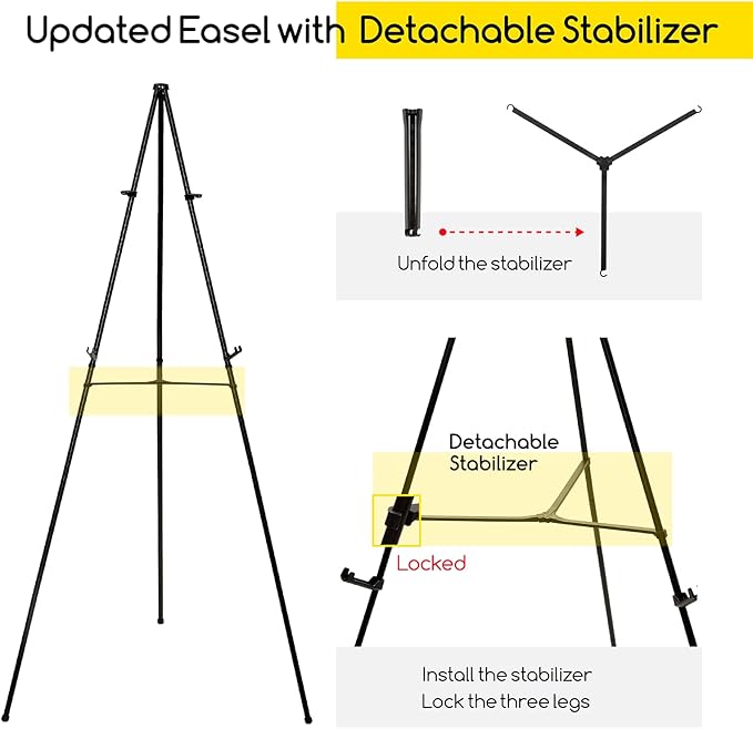 MEEDEN 6Pcs Easel Stand for Sign: 63" Art Metal Easels for Display with Bag - Portable Foldable Instant Tripod Easel Sign Stand for Wedding, Painting Canvas, Presentations, Posters