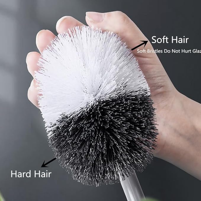 2Pcs Curved Toilet Bowl Brush Without Holder for Bathroom Deep Cleaning, Toilet Brush Durable Under The Rim Household Cleaning Brushes (Gray+White)