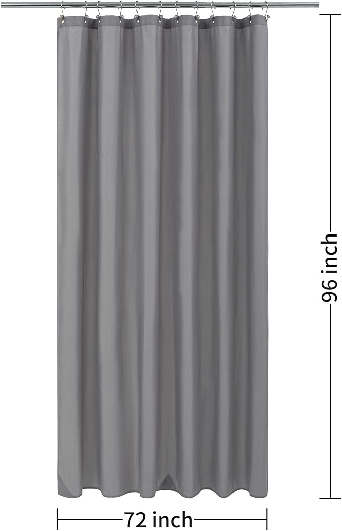ALYVIA SPRING Extra Long Fabric Shower Curtain Liner Waterproof - 72" x 96", Soft & Lightweight X-Long Shower Curtain with 3 Magnets, Machine Washable - 72x96, Grey