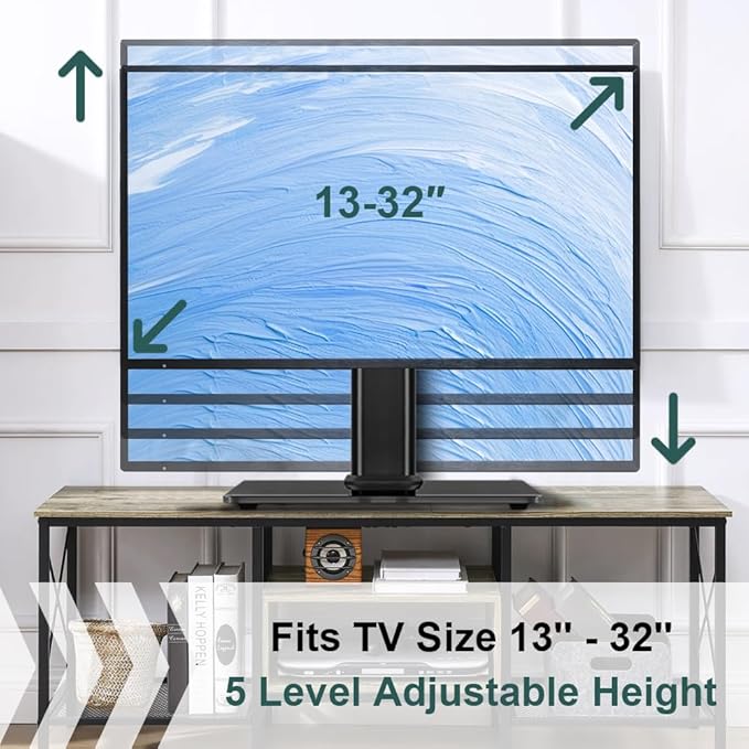 Monitor Stand for 13"–32" Screens Swivel Computer Monitor Holder Freestanding 5 Height Adjustable TV Stand VESA 80x80mm/95x95mm Holds up to 77lbs
