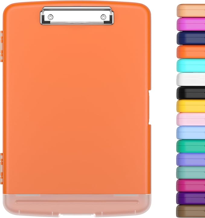 Hongri Clipboard with Storage with Pen Holder, Folder Nursing Clip Board 8.5 x 11 Foilo-Side Opening, High Capacity, Light Weight for Teachers, Classroom. Size 14 x 9.6 x 1.2 in(Orange)