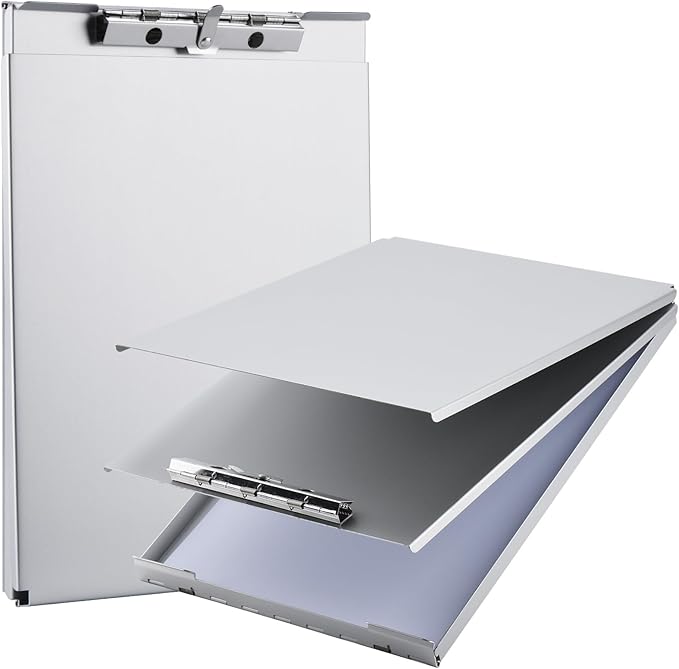 ZCZN Recycled Aluminum Storage Clipboard, Clipboard Box Set of 2, Form Holder, Suitable for School, Office, Jobsite or Medical Staff, Silver