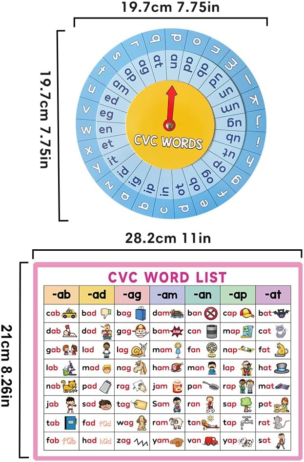 Lachilly Montessori CVC Words Games with Word Lists Sheets, Speech Therapy Toys for Toddlers Kids, Kindergarten Teacher Teaching Aids, CVC Flash Cards Phonics Reading Activities