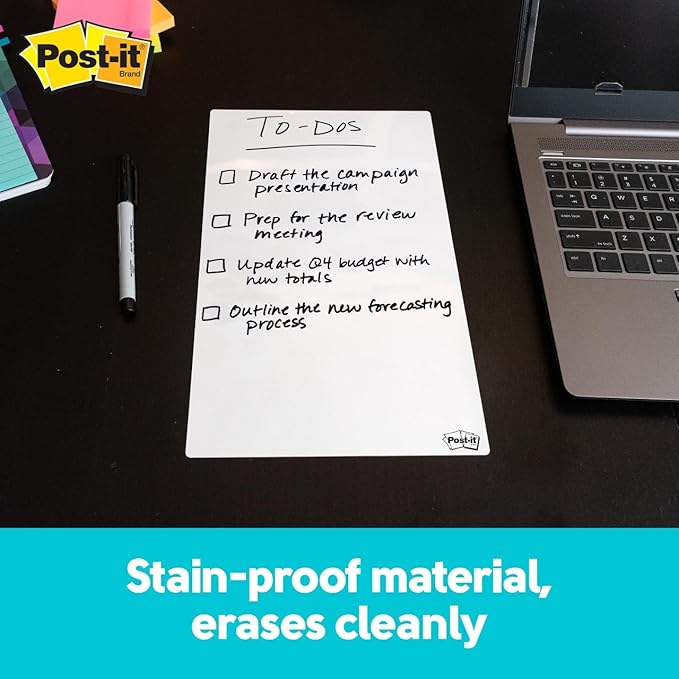 Post-it Dry Erase Sheets, 7 in x 11.3 in, 30 Sheets, Sticks Securely and Removes Cleanly (DEFSHEETS-30PK)