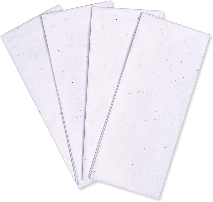 Papyrus 4 Sheet White Tissue Paper with Iridescent Fleks for Gifts, Decorations, Crafts, DIY and More