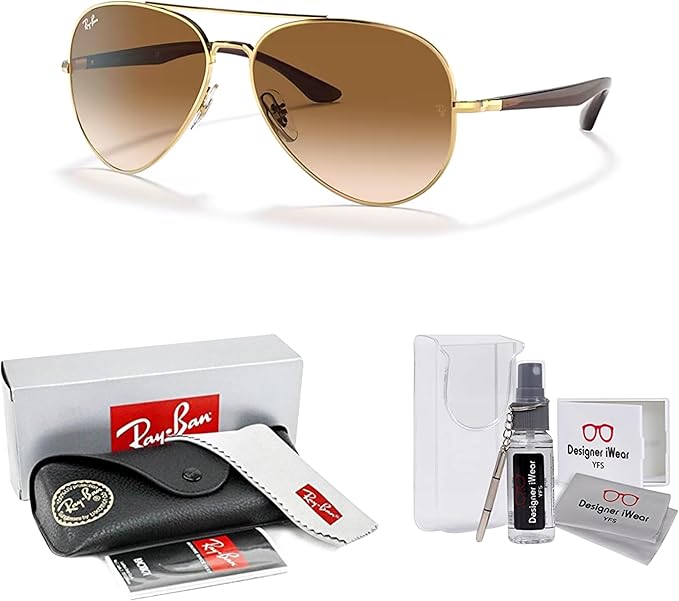 Ray-Ban RB3675 Aviator Sunglasses for Men for Women +BUNDLE with ACCESSORY EYEWEAR KIT