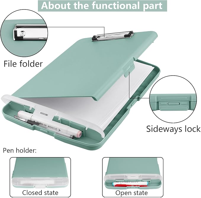 SFLHHDM Storage Clipboard with Pen Holder, High Capacity Clipboards for Classroom, Clip Boards 8.5x11 with Storage, Low-Profile Clip, Lightweight Plastic Clipboard for Kids, Lawers, Office Workers