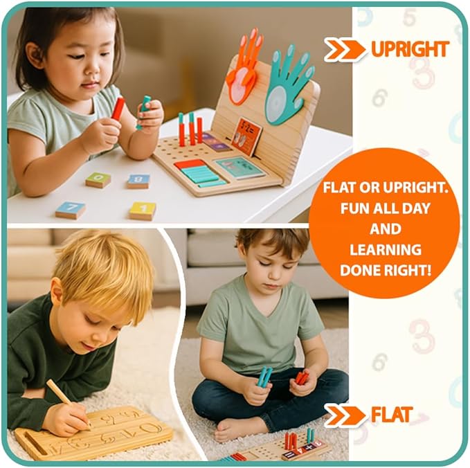 Montessori Math Toy for Kids 3-5, Wooden Number Blocks, Counting Sticks, Flash Cards, Math Manipulatives, Preschool Learning Activities and Kindergarten, Birthday Gift Toy for Toddlers, Boys and Girls