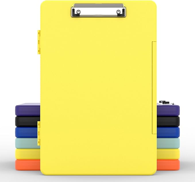 Legal Size Clipboard with Storage, High Capacity 8.5 x 14 Clip Board for Lawers, Folio & Side-Opening, Size 15 x 10 x 1.2 in, Yellow