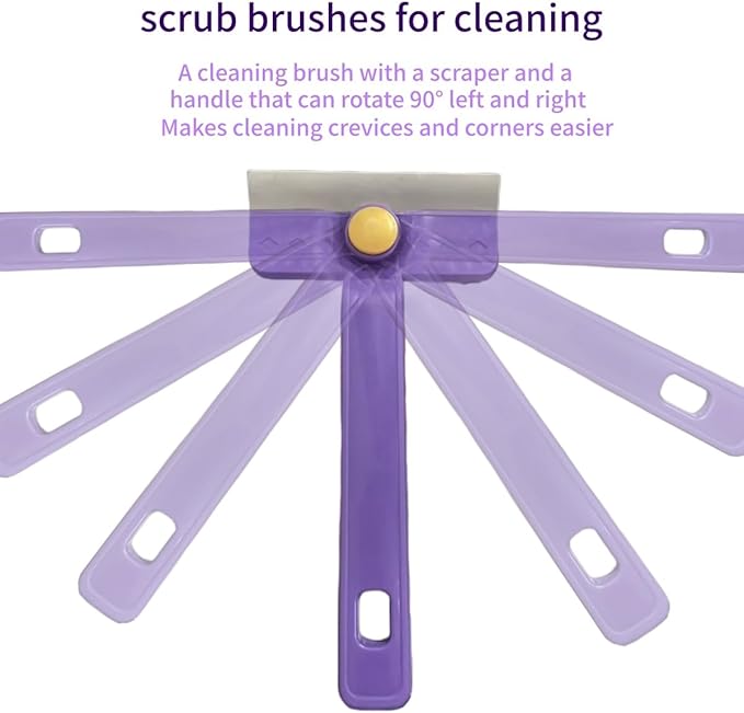 Lightweight Scraper Cleaning Brush with Hard Bristles and Built-in Garbage Holder, Multi-Surface Cleaner for Kitchen Sink, Bathroom Tub, Glass Stove Top, Tabletop, and Hard-to-Reach Floor Crevices