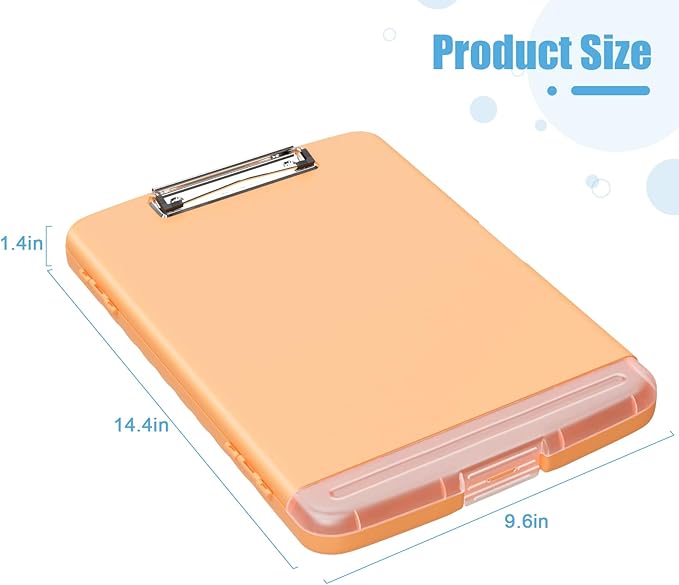 Hongri Clipboard with Storage with Pen Holder, Folder Nursing Clip Board 8.5 x 11 Foilo-Side Opening, High Capacity, Light Weight for Teachers, Classroom. Size 14 x 9.6 x 1.2 in(Light Orange)