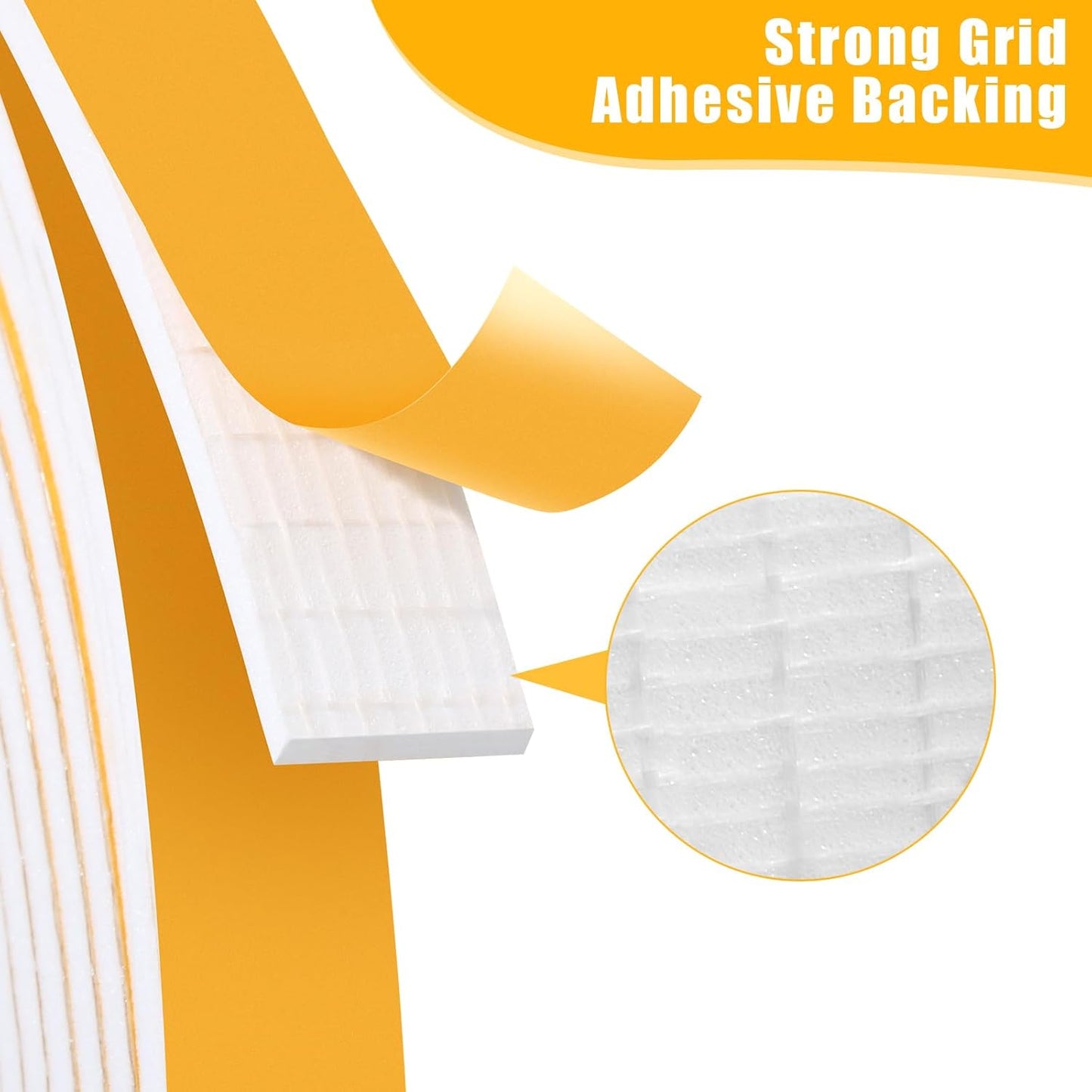 Weather Stripping Door Seal Strip (3/5 Inch X 1/4 Inch X 16Feet), Strong Adhesive, Lightproof, Soundproof, Weatherproof Foam Tape Insulation for Sliding Door, Front Door Frame, Windows- White