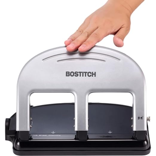 Wholesale CASE of 5 - Accentra Traditional 3-Hole Punch-3-Hole Punch, Traditional, 40 Sheet Capacity, Black/Silver