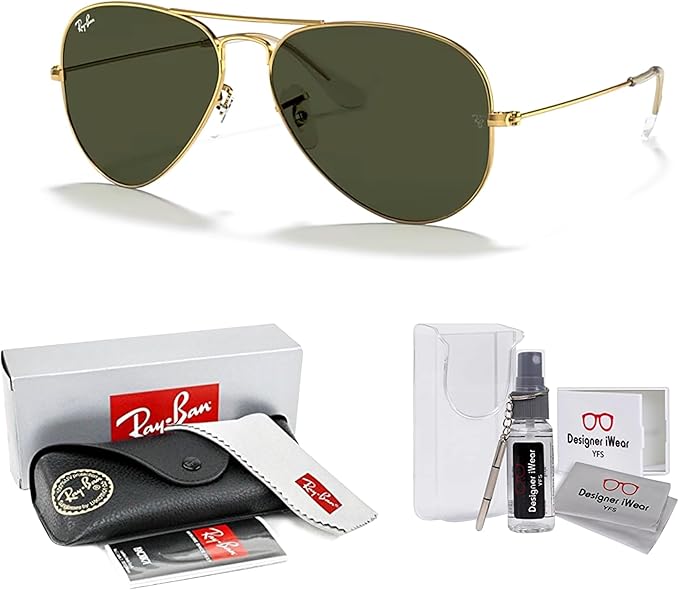 Ray-Ban RB3025 Metal POLARIZED Aviator Sunglasses For Men For Women +BUNDLE with ACCESSORY EYEWEAR KIT